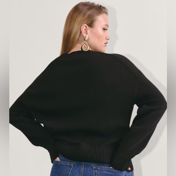 Everlane Boxy Sweater in Everyday Cotton Black NWT - Picture 5 of 5